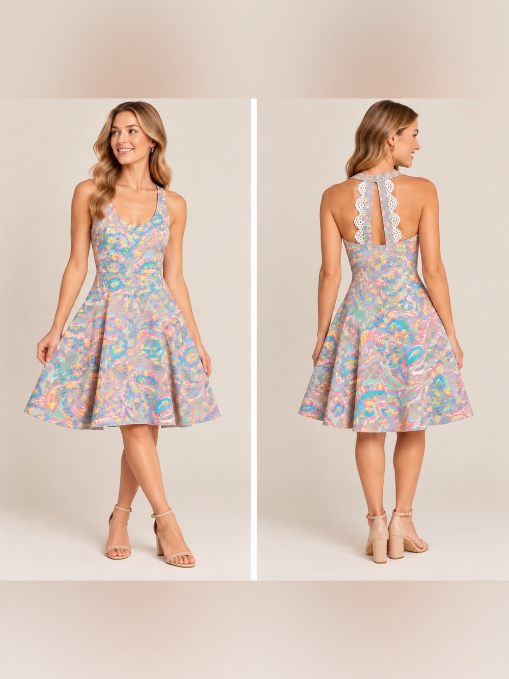 Lilly Pulitzer Size 2 Pink Green Paisley Fit & Flare Dress
